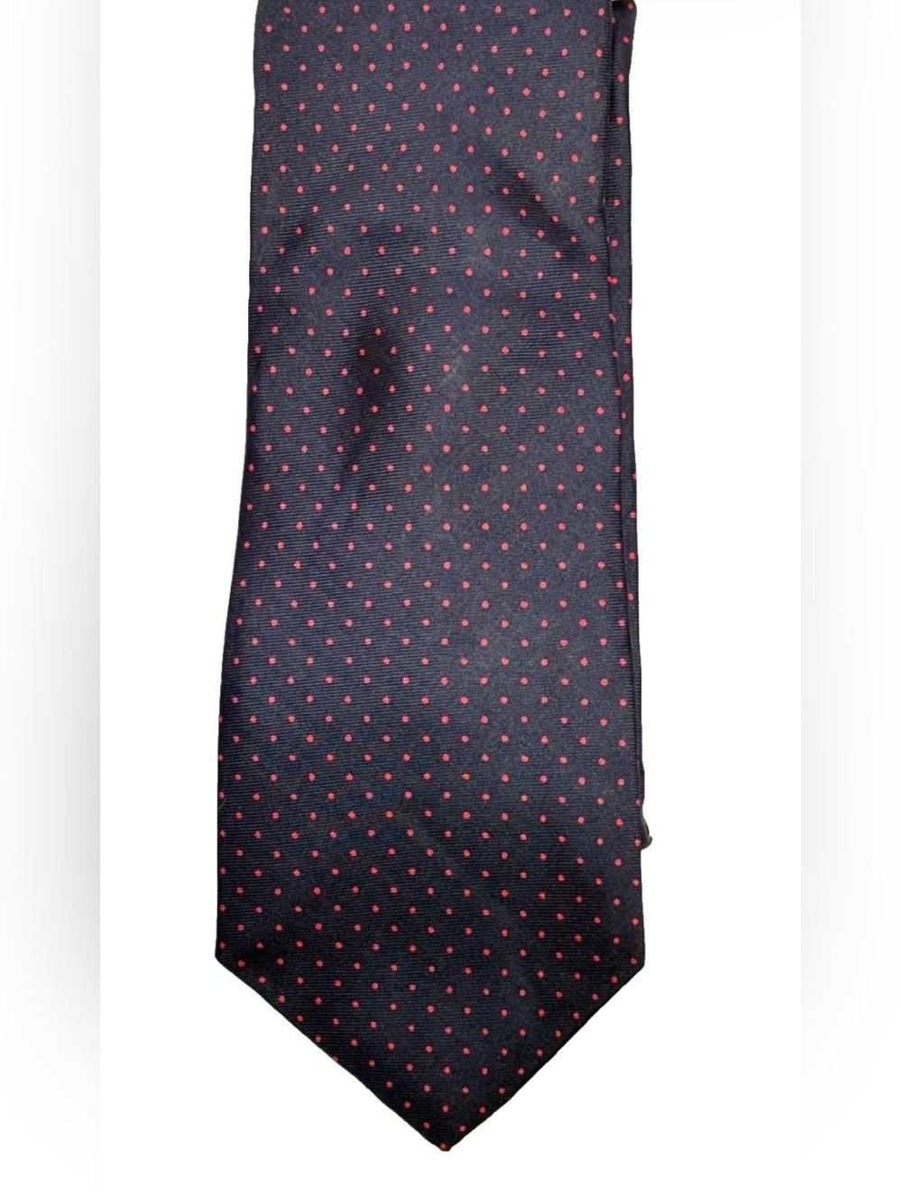 Men's Vintage Bert Pulitzer Silk Tie Navy Blue Red Polka Dot 56x3.5